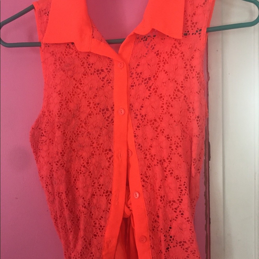 Bright orange button up